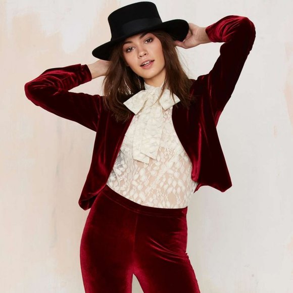 Sugarhigh Lovestoned Jackets & Blazers - Sugarhigh Lovestoned Hendrix Red Velvet Blazer M